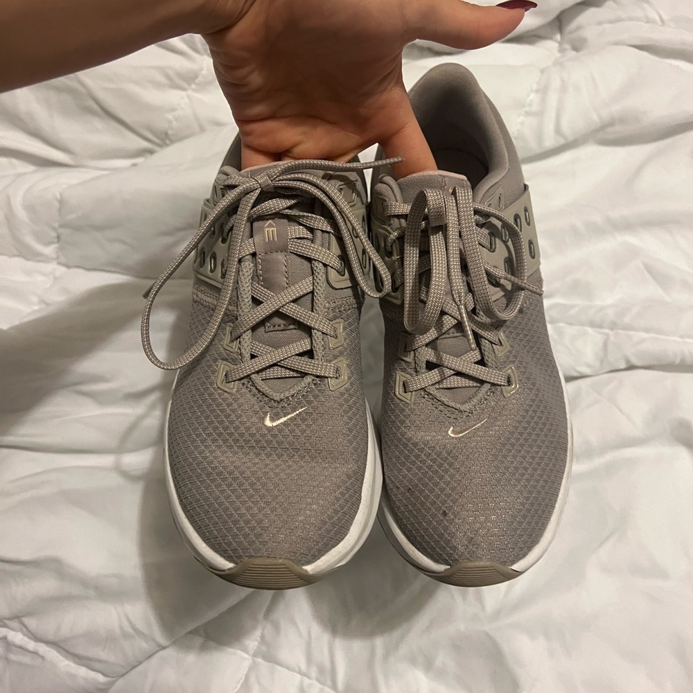 Pink and grey Nikes